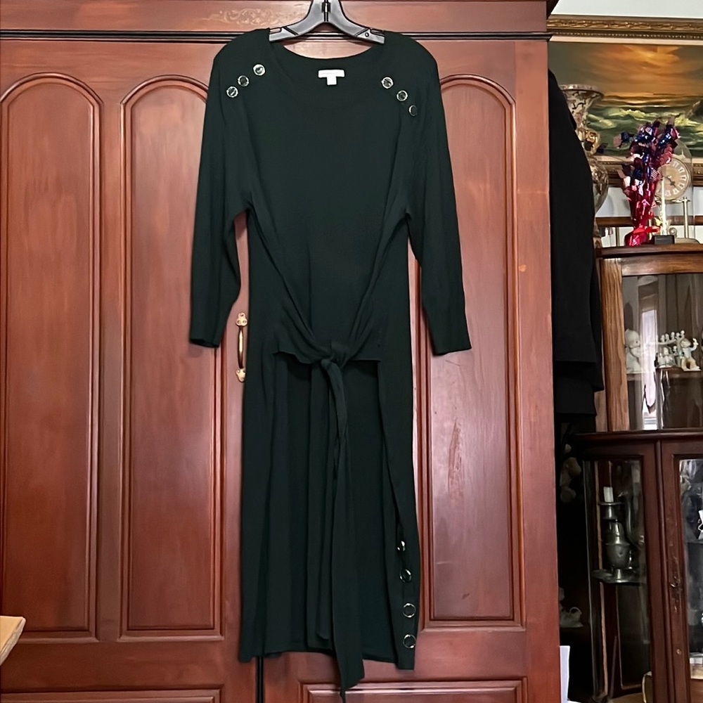 New York & Company Sweater Tie Front Sweater Button Decor Dress Size XXL